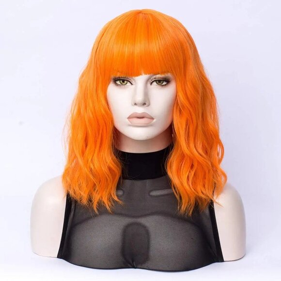Orange Wavy Hair Wig with Bang - Picture 4 of 4